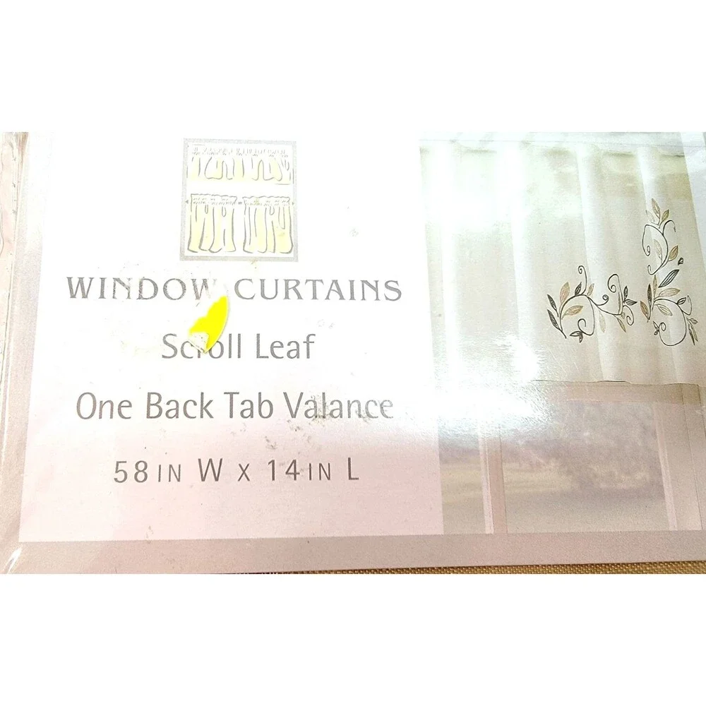 New Window Curtain Green Scroll Leaf One Back Tab Valence 58